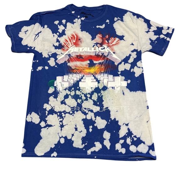 Merch Traffic Metallica Master of Puppets Blue Tie Dye Shirt Size Small New - Picture 1 of 3